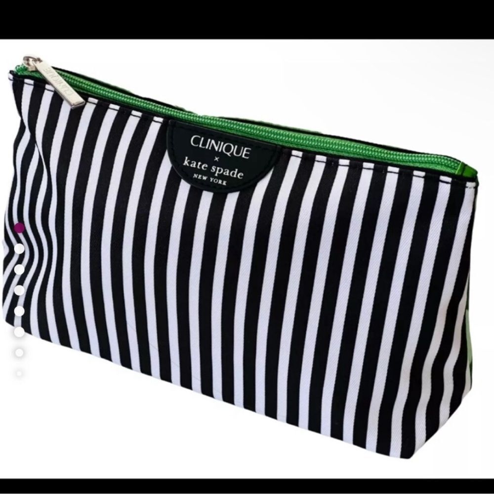 KATE SPADE X CLINIQUE  Black and White Striped Cosmetic Bags